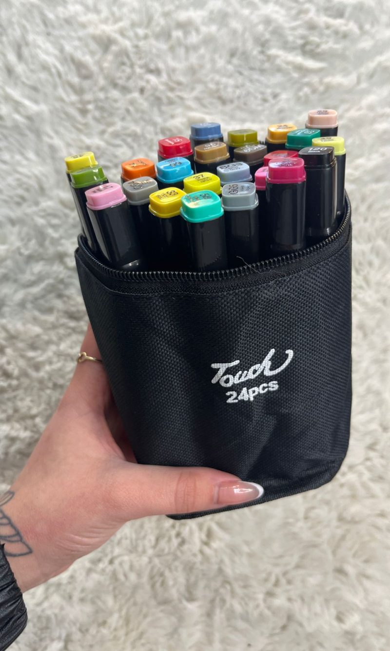 kit canetas 24 cores ponta dupla