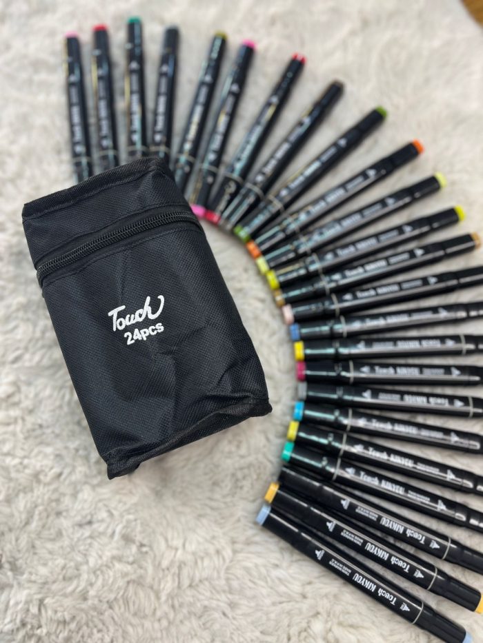 kit canetas 24 cores ponta dupla