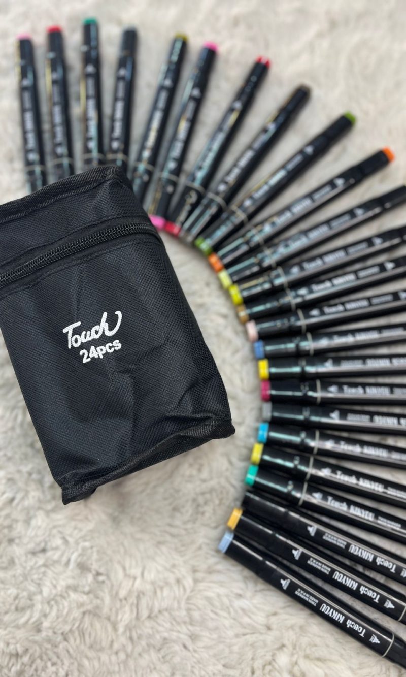 kit canetas 24 cores ponta dupla