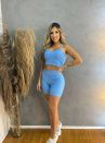 conjunto academia short e top azul bebê