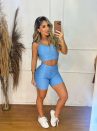 conjunto academia short e top azul bebê